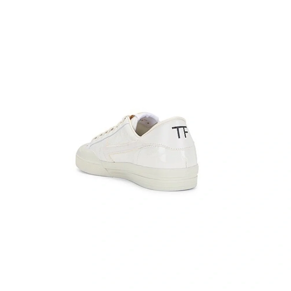 TOM FORD Crackled Shine Leather Low Top Sneakers